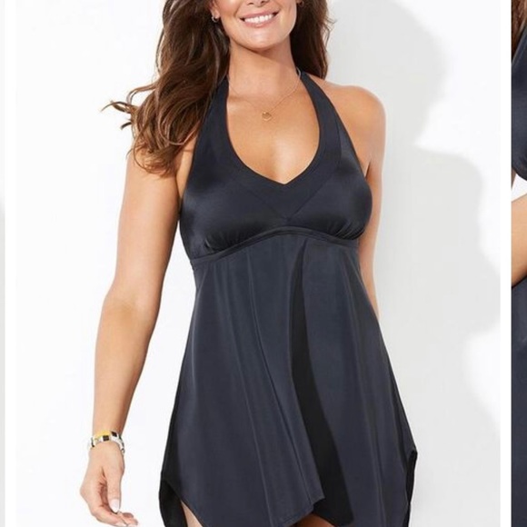 Black Halter Two Piece Front Cross Swimwear